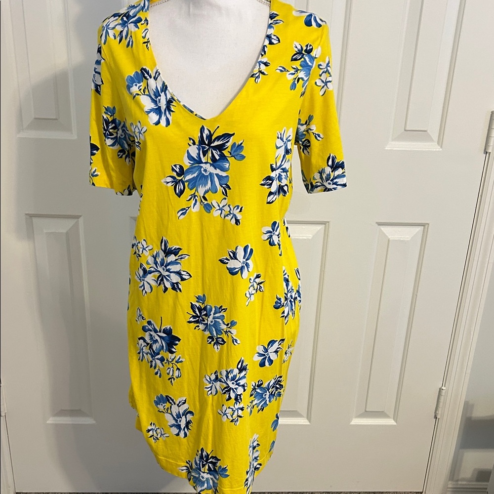 Draper James Yellow and Blue Floral Midi Dress